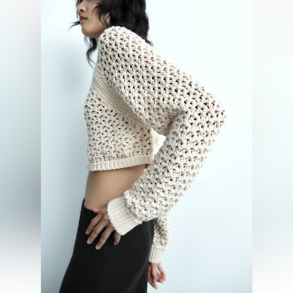 ZARA LIMITED EDITION OPENBACK KNIT CROP TOP SWEATER CARDIGAN - Picture 5 of 7